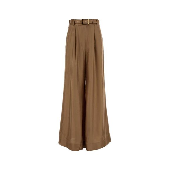 Zimmermann Women Camel Satin Wide-Leg Pant